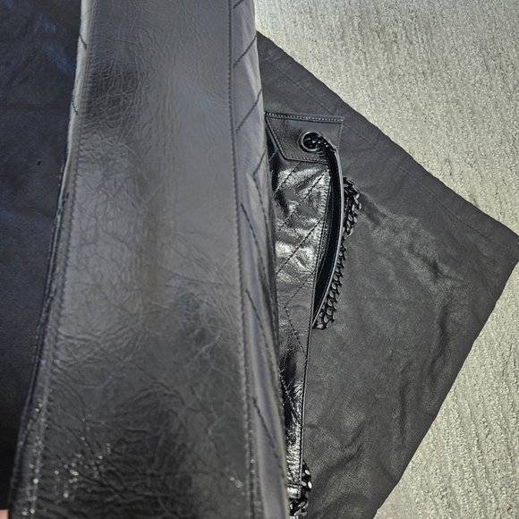 YSL Niki Large Crinkled Calf Shopper Tote Bag- Almost NEW w/ black on black HW - Picture 7 of 17